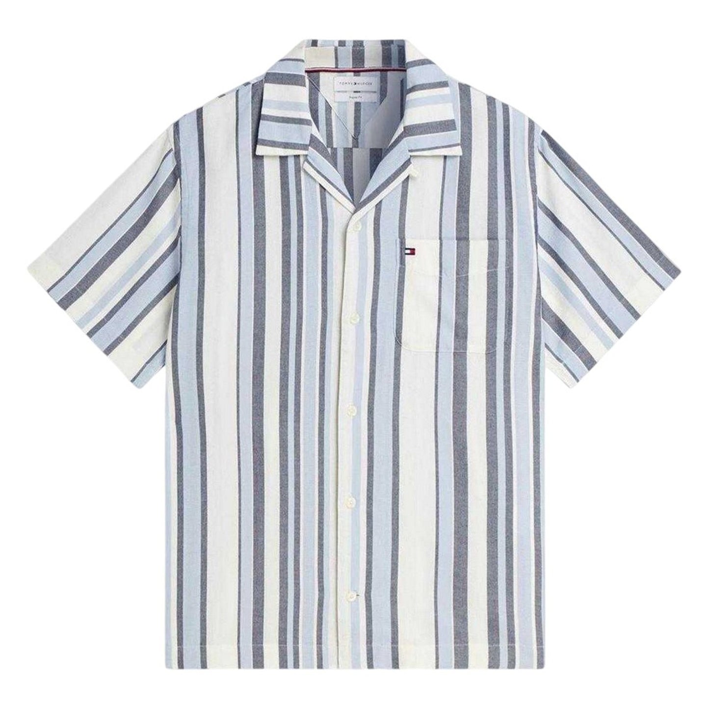 Carbon-Navy - Front - Tommy Hilfiger Mens Striped Short-Sleeved Shirt