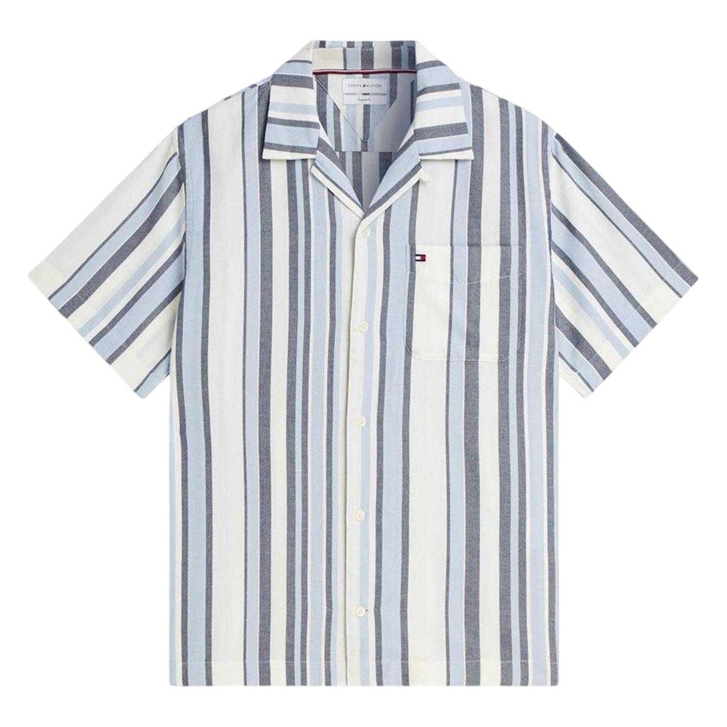 Carbon-Navy - Front - Tommy Hilfiger Mens Striped Short-Sleeved Shirt