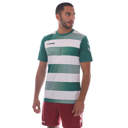 Green-White - Front - Hummel Mens Hooped T-Shirt