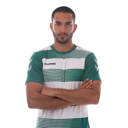 Green-White - Side - Hummel Mens Hooped T-Shirt