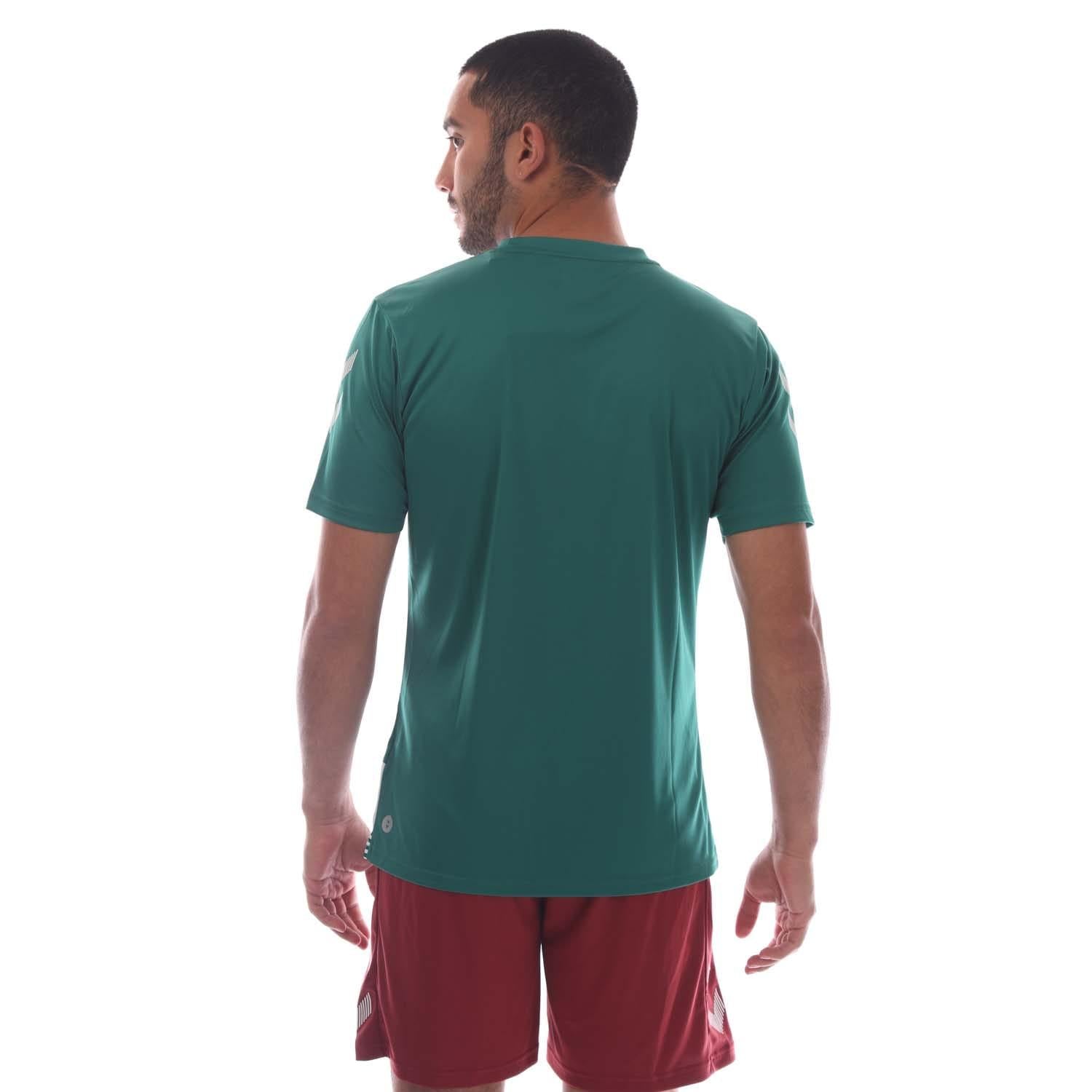 Green-White - Back - Hummel Mens Hooped T-Shirt