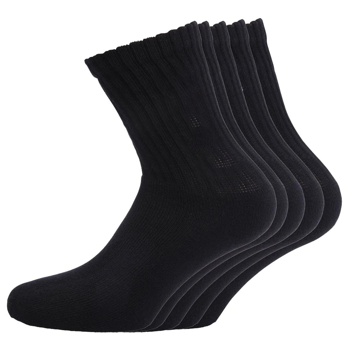 Black - Back - Bench Childrens-Kids Apollo Crew Socks (Pack of 5)