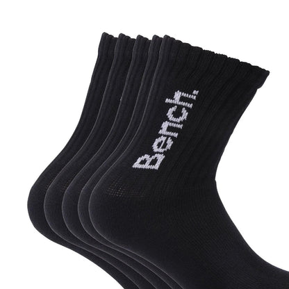 Black - Side - Bench Childrens-Kids Apollo Crew Socks (Pack of 5)