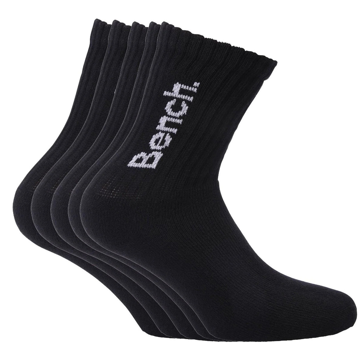 Black - Front - Bench Childrens-Kids Apollo Crew Socks (Pack of 5)