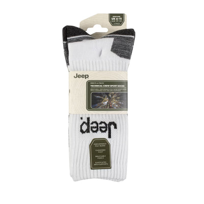White - Side - Jeep Mens Contrast Crew Socks (Pack of 6)
