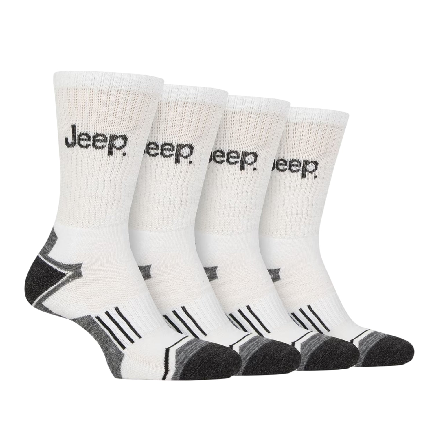 White - Front - Jeep Mens Contrast Crew Socks (Pack of 6)