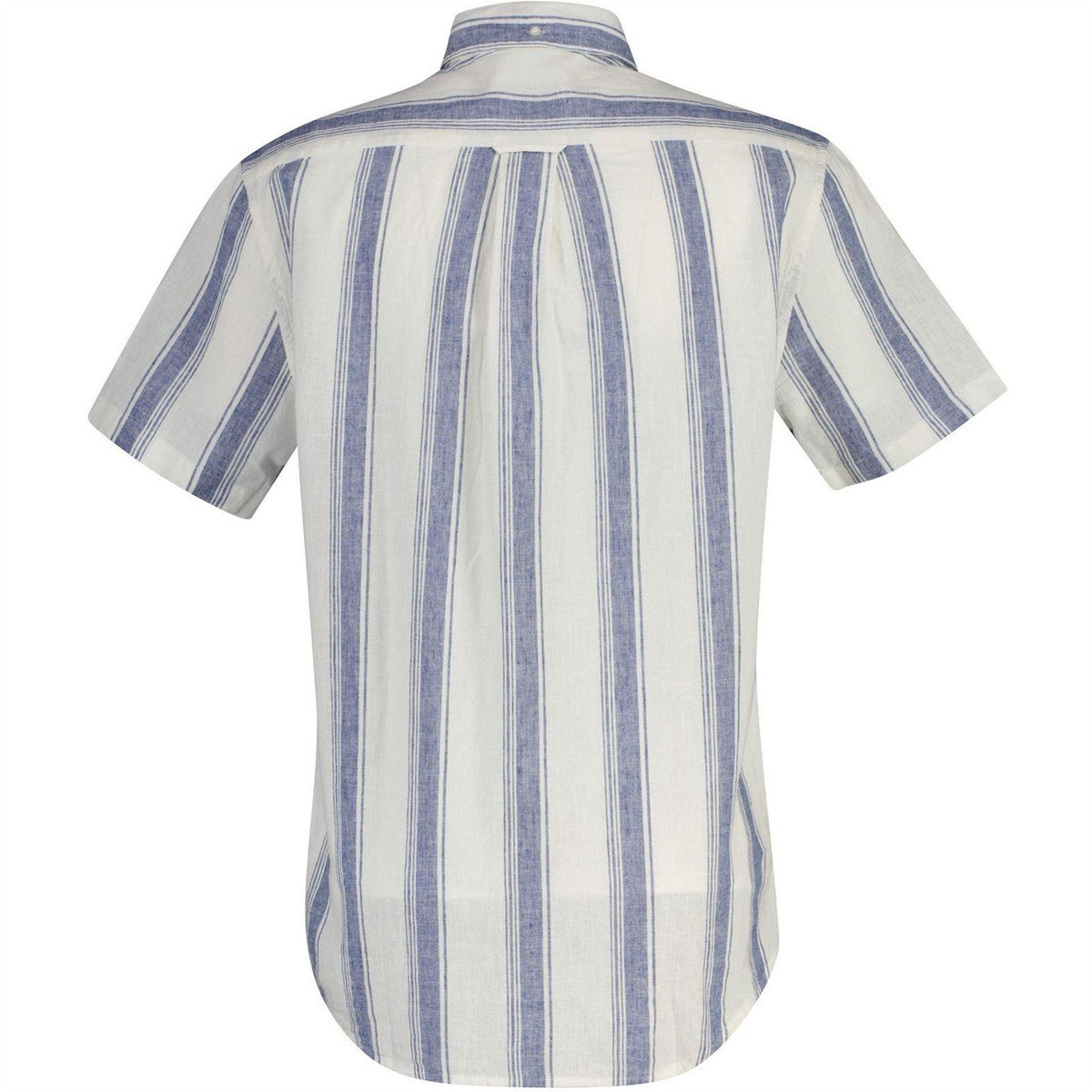 Vintage Blue Wash - Back - Gant Mens Striped Linen Short-Sleeved Shirt