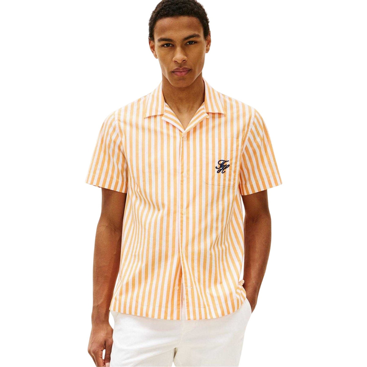Orange - Side - Tommy Hilfiger Mens Striped Weave Shirt