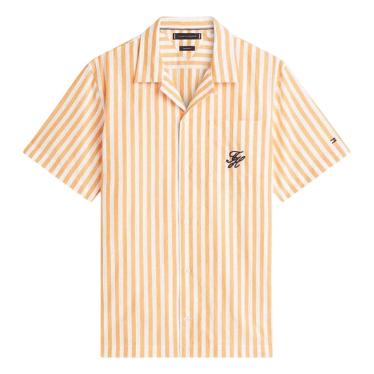 Orange - Front - Tommy Hilfiger Mens Striped Weave Shirt