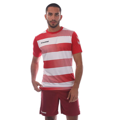 Red-White - Front - Hummel Mens Hooped T-Shirt