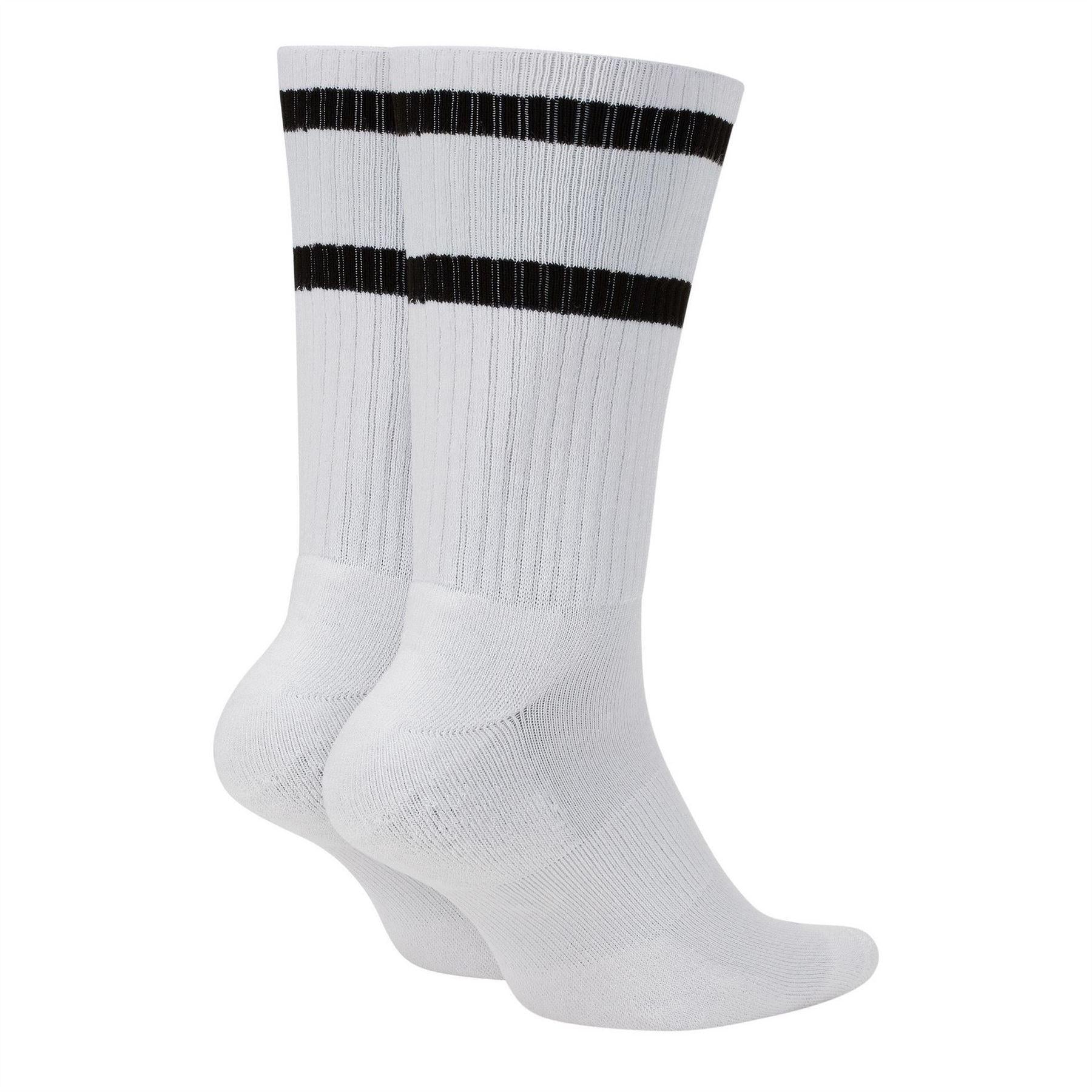 White-Black - Back - Nike Unisex Adult Heritage Embroidered Logo Crew Socks (Pack of 2)