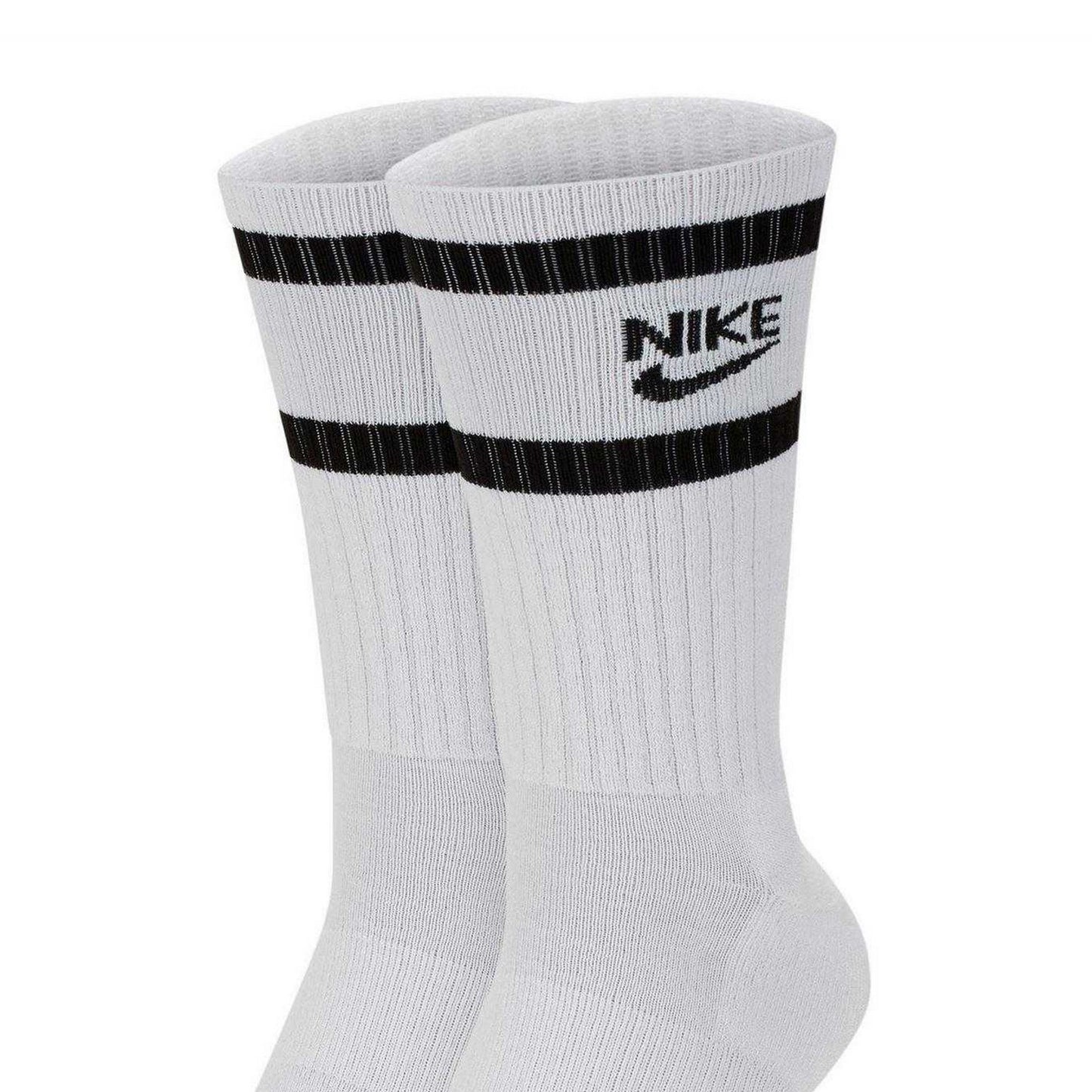 White-Black - Side - Nike Unisex Adult Heritage Embroidered Logo Crew Socks (Pack of 2)