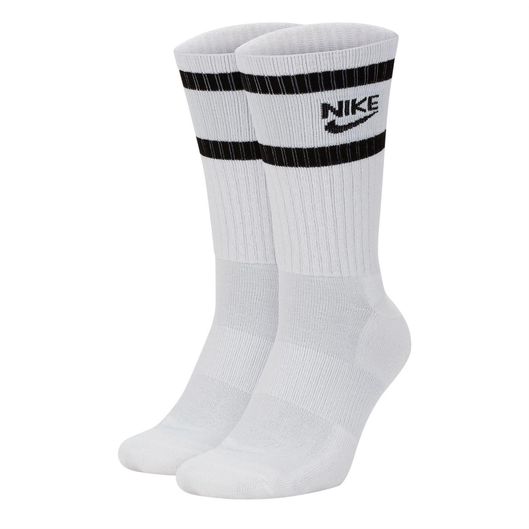 White-Black - Front - Nike Unisex Adult Heritage Embroidered Logo Crew Socks (Pack of 2)