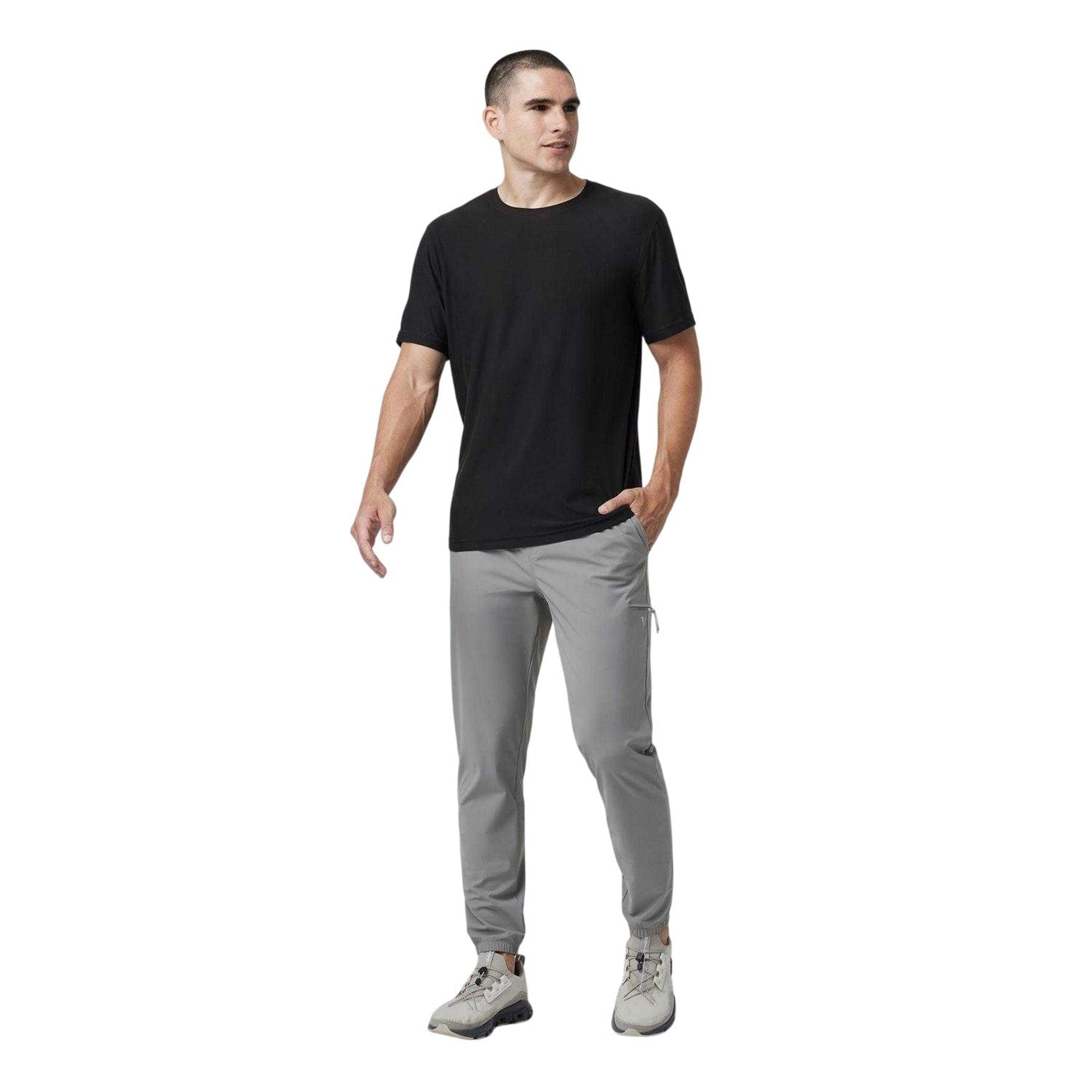 Black - Side - Vuori Mens Strato Logo Regular T-Shirt