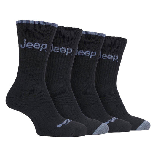 Black - Front - Jeep Mens Performance Boot Socks (Pack of 4)
