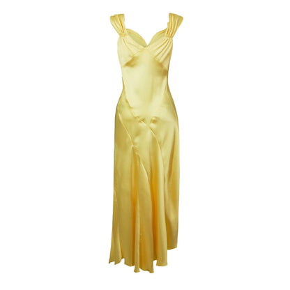 Lemon - Back - Never Fully Dressed Womens-Ladies Satin Maxi Dress