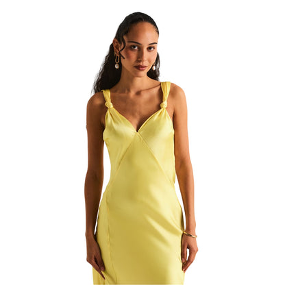 Lemon - Side - Never Fully Dressed Womens-Ladies Satin Maxi Dress