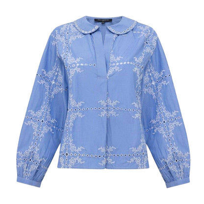 Blue-White - Front - French Connection Womens-Ladies Patterned Long-Sleeved Shirt