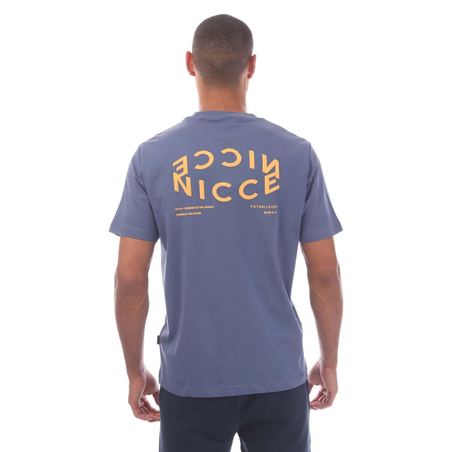 Blue - Back - Nicce Mens Tanetta Logo T-Shirt