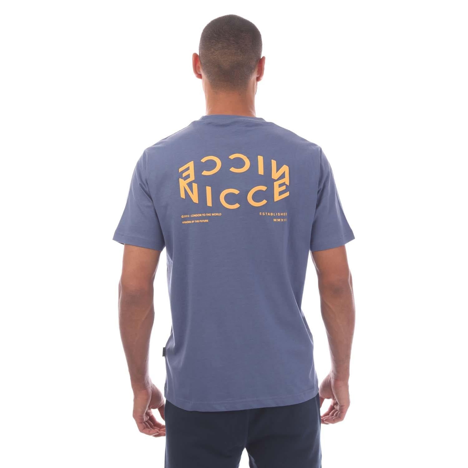 Blue - Back - Nicce Mens Tanetta Logo T-Shirt