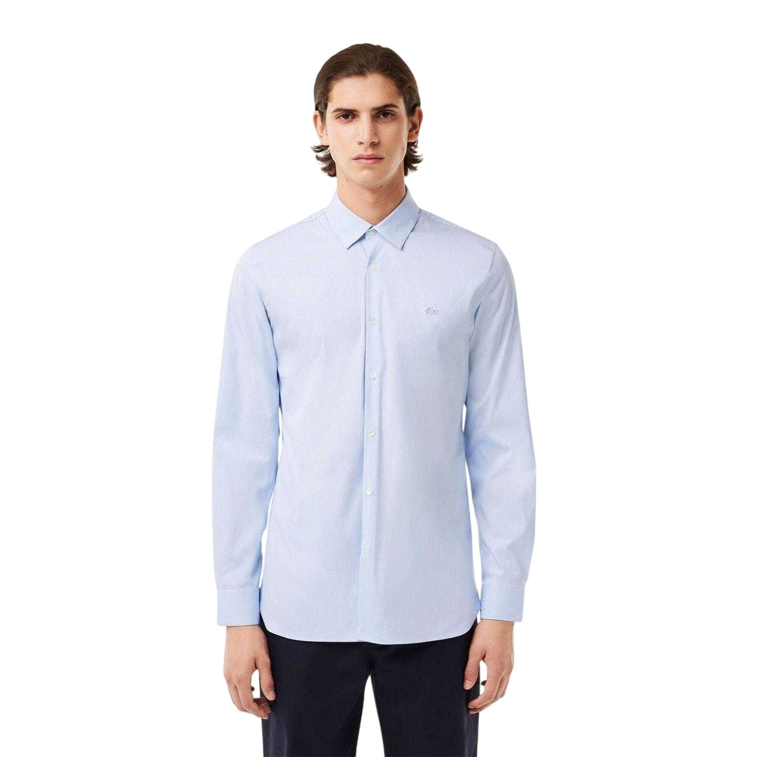 Light Blue - Lifestyle - Lacoste Mens Striped Slim Shirt