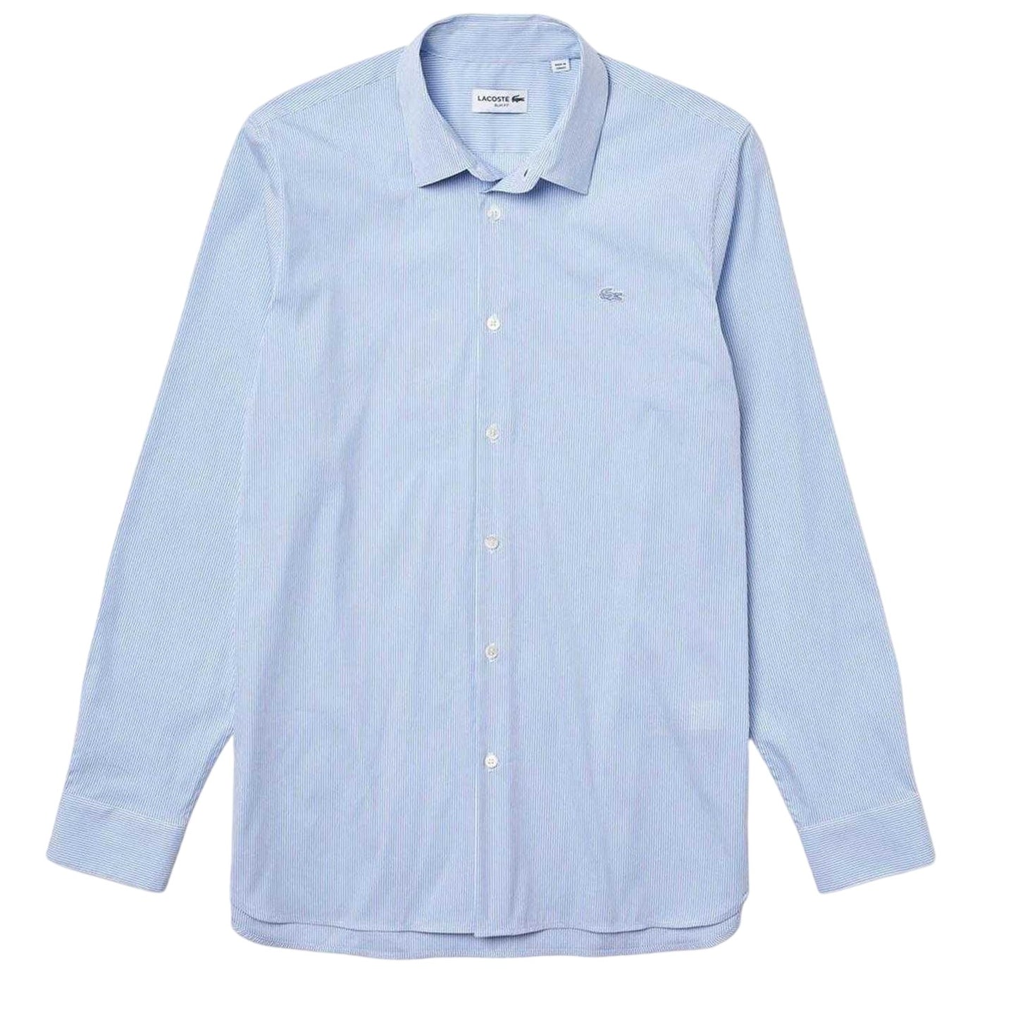 Light Blue - Front - Lacoste Mens Striped Slim Shirt