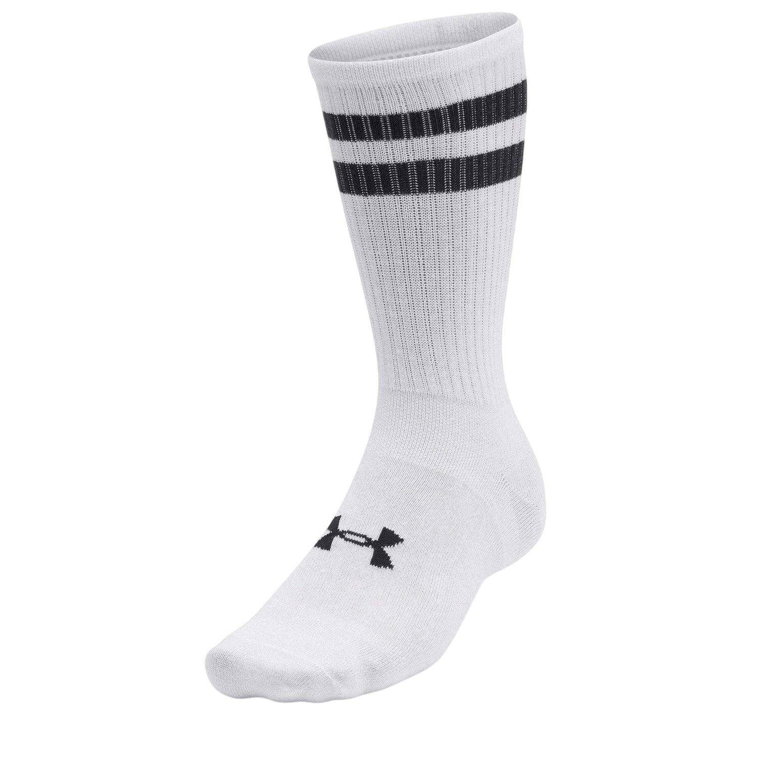White-Black-Grey - Side - Under Armour Unisex Adult Essential Logo Crew Socks (Pack of 6)