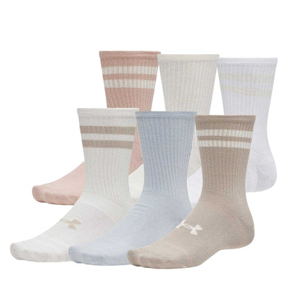 Multicoloured - Front - Under Armour Unisex Adult Essential Logo Crew Socks (Pack of 6)