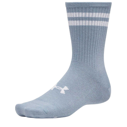 Grey-Blue - Side - Under Armour Unisex Adult Essential Logo Crew Socks (Pack of 6)