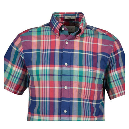 Rose Red - Side - Gant Mens Patterned Short-Sleeved Shirt