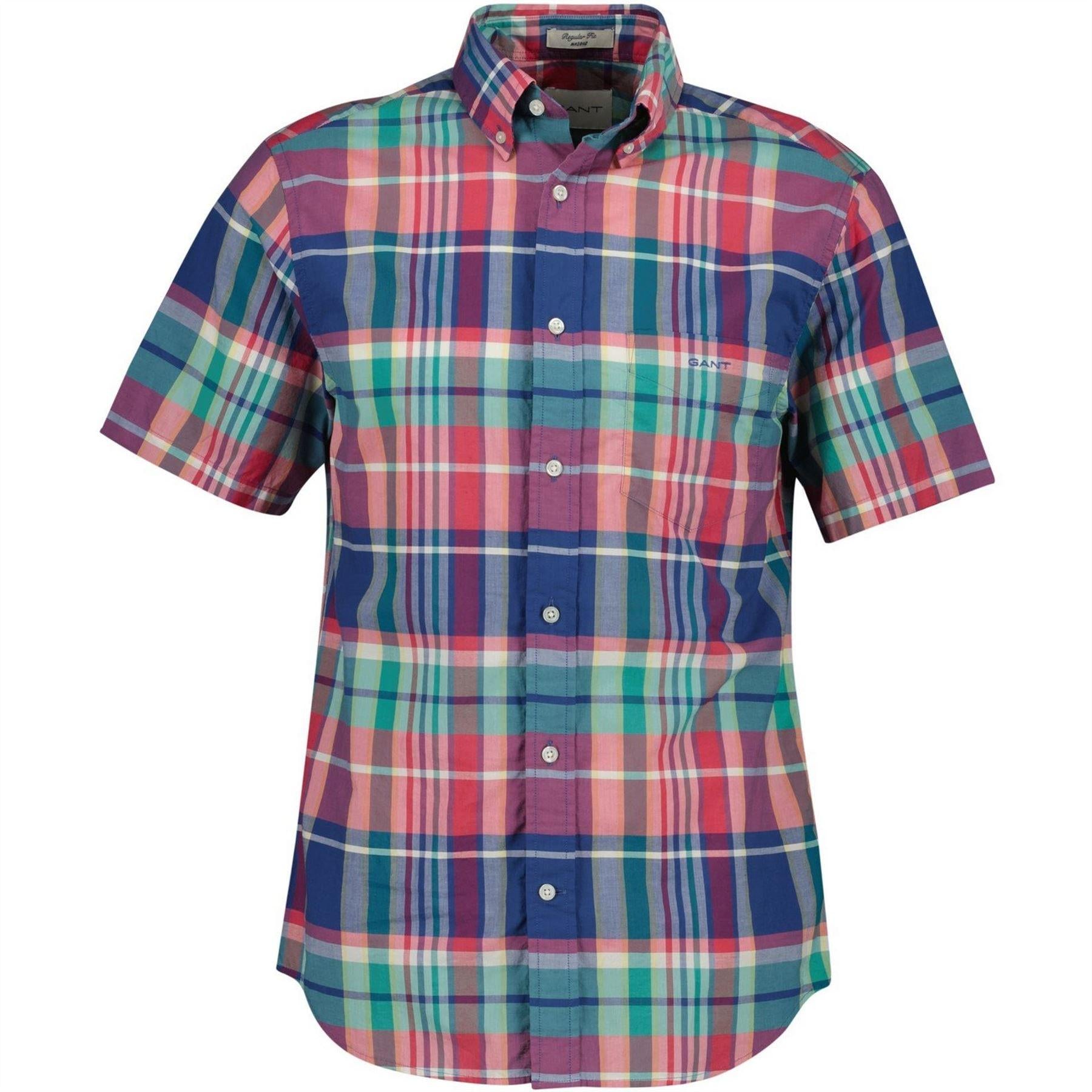 Rose Red - Front - Gant Mens Patterned Short-Sleeved Shirt