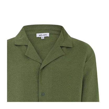 Olive - Side - Belier Mens Plain Long-Sleeved Shirt