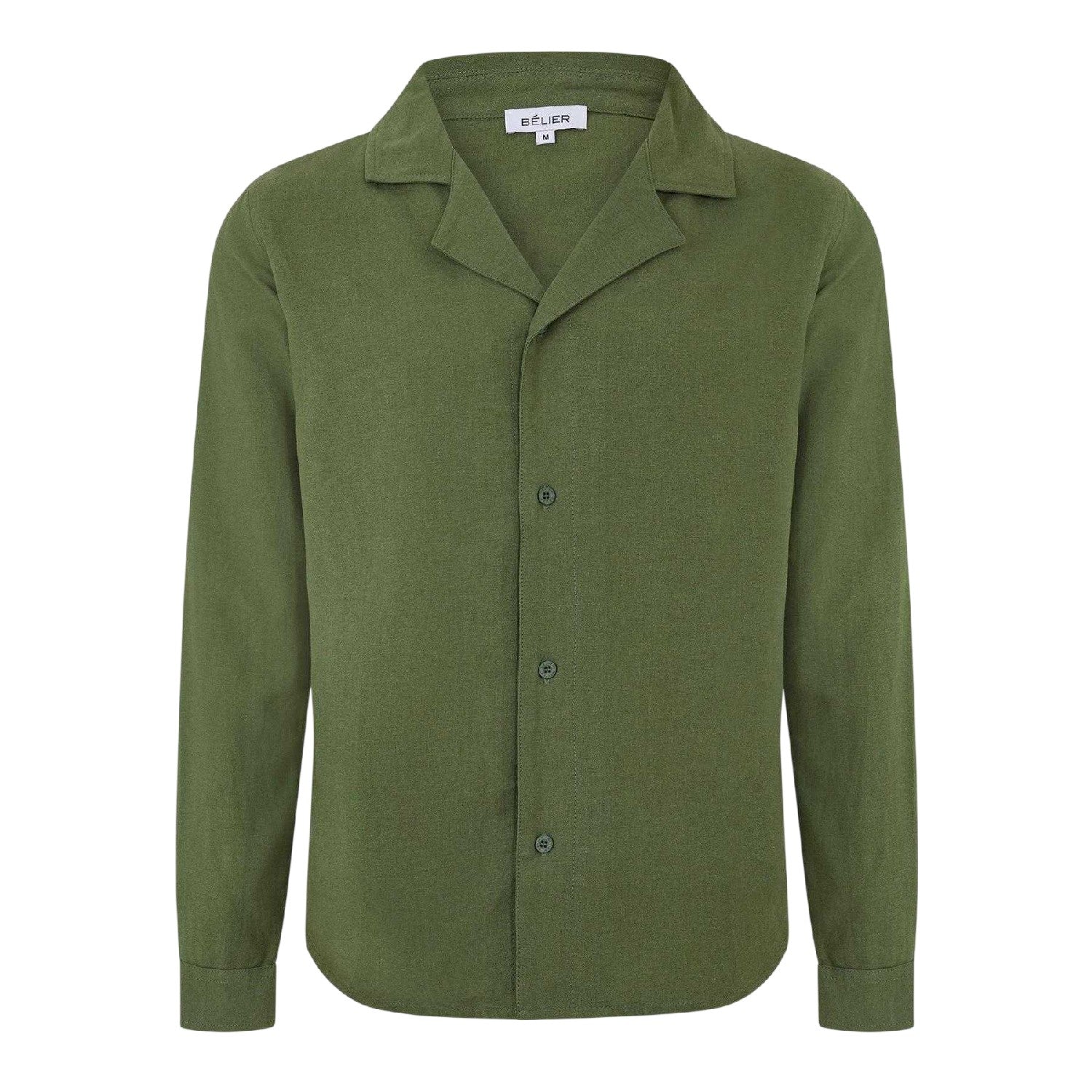 Olive - Front - Belier Mens Plain Long-Sleeved Shirt