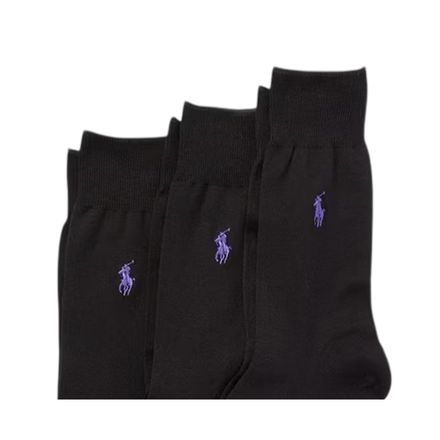 Black - Back - Ralph Lauren Unisex Adult Mercerised Cotton Crew Socks (Pack of 3)