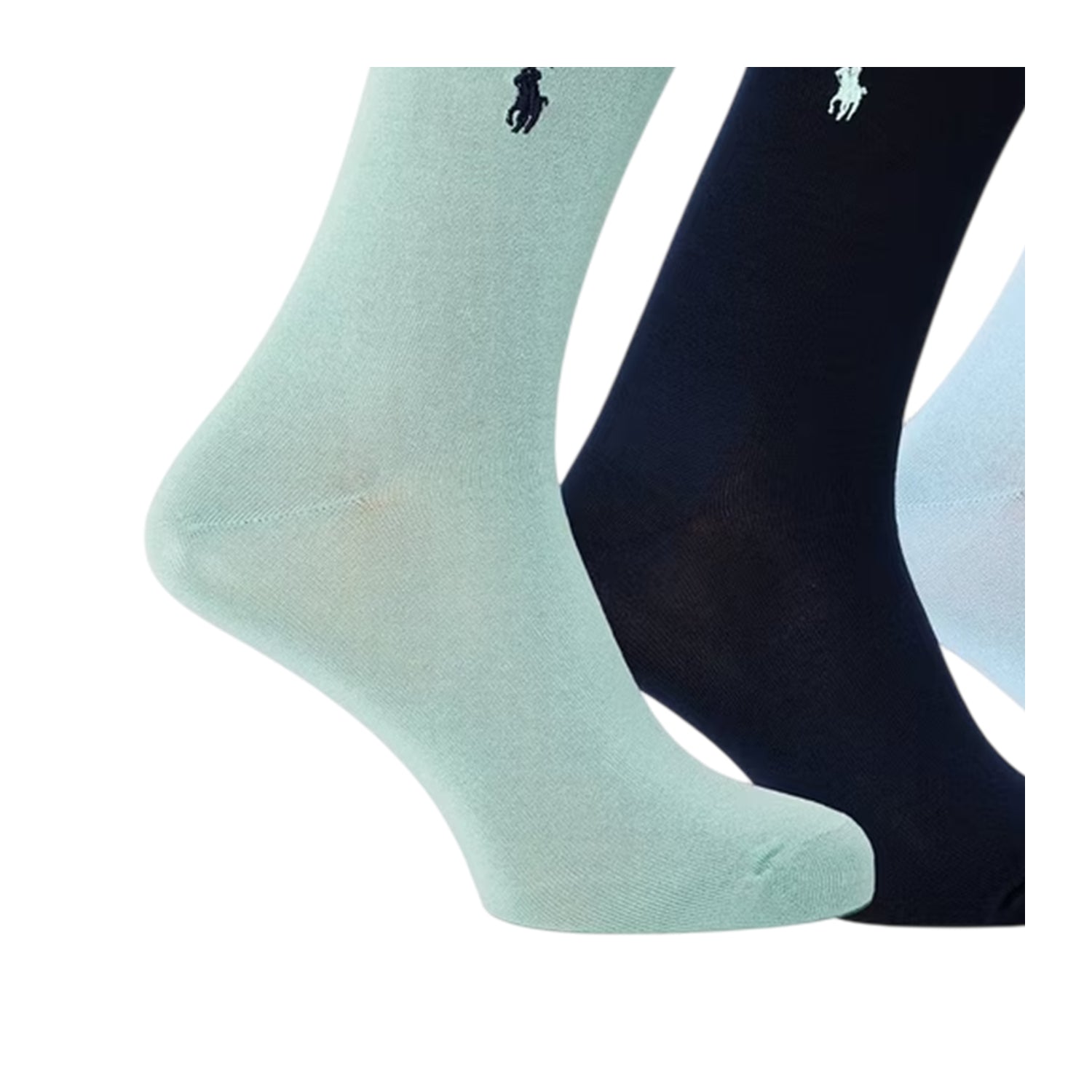 Blue-Navy - Back - Ralph Lauren Unisex Adult Mercerised Cotton Crew Socks (Pack of 3)