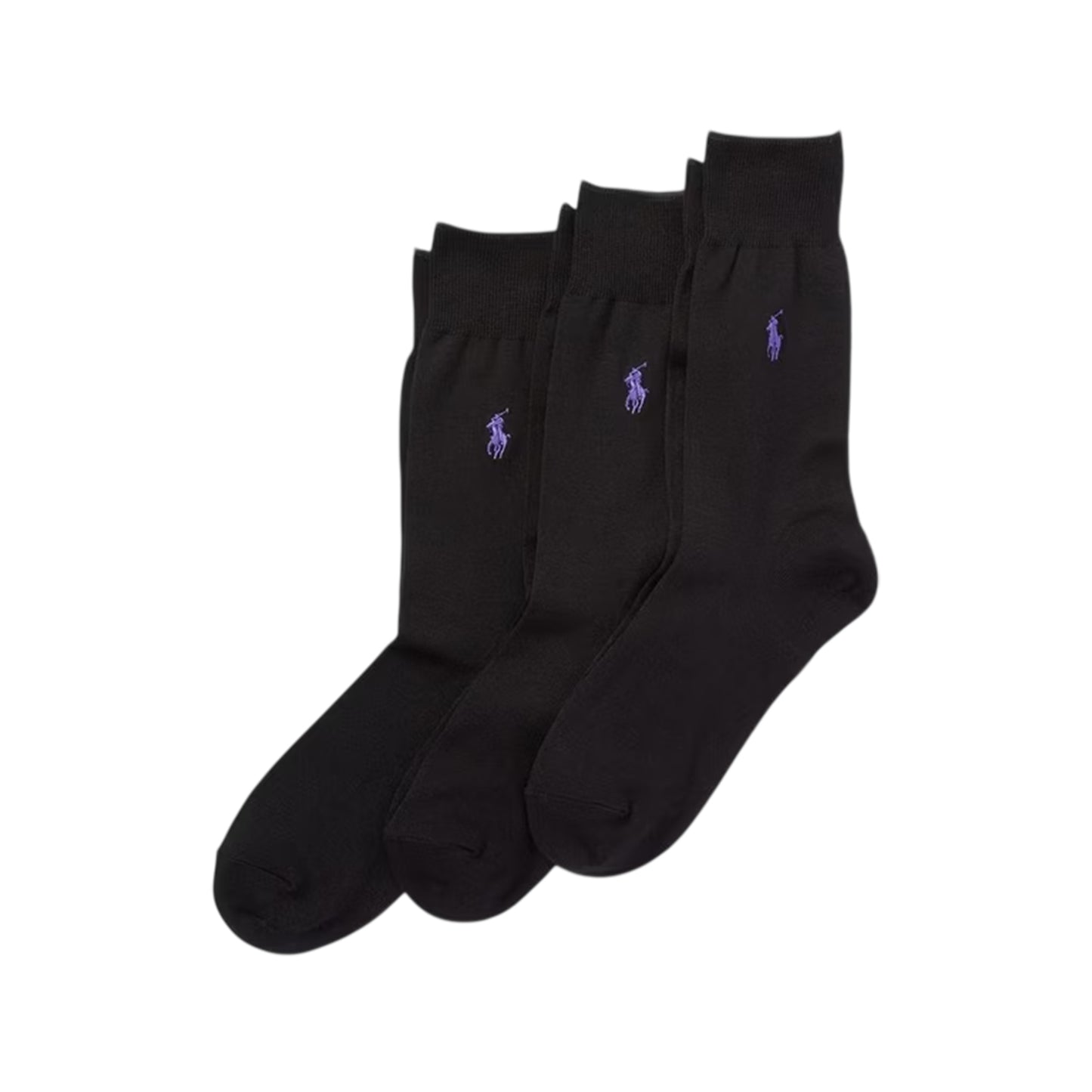 Black - Front - Ralph Lauren Unisex Adult Mercerised Cotton Crew Socks (Pack of 3)