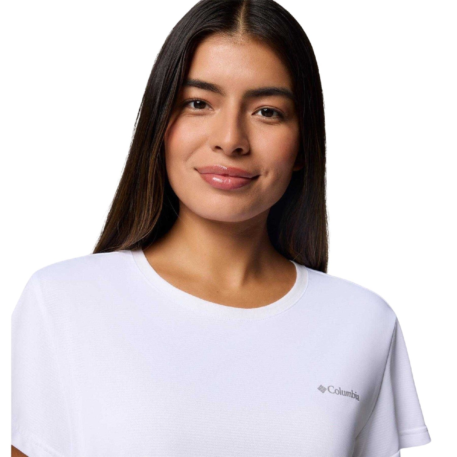 White - Side - Columbia Womens-Ladies Logo T-Shirt