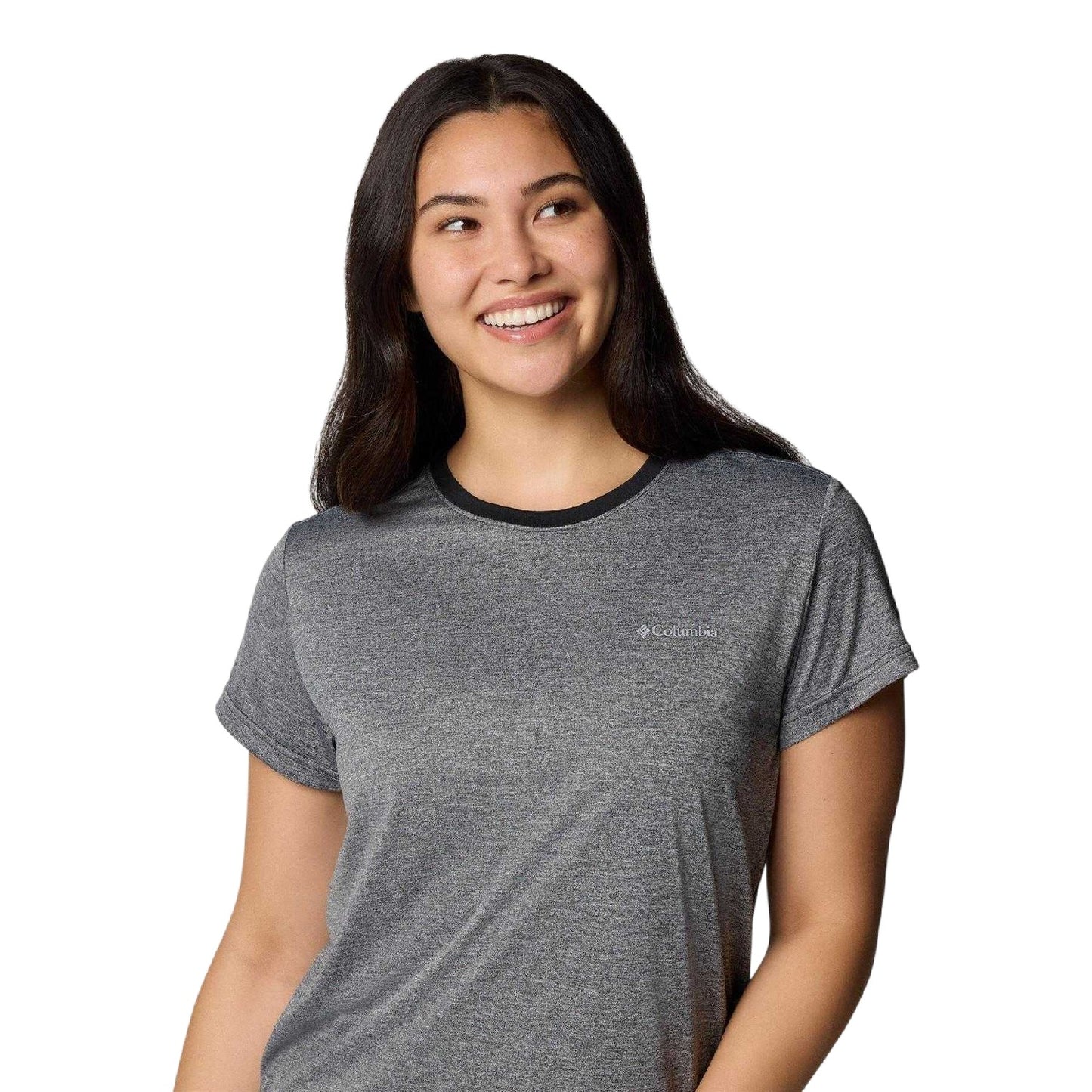 Black Heather - Side - Columbia Womens-Ladies Logo T-Shirt