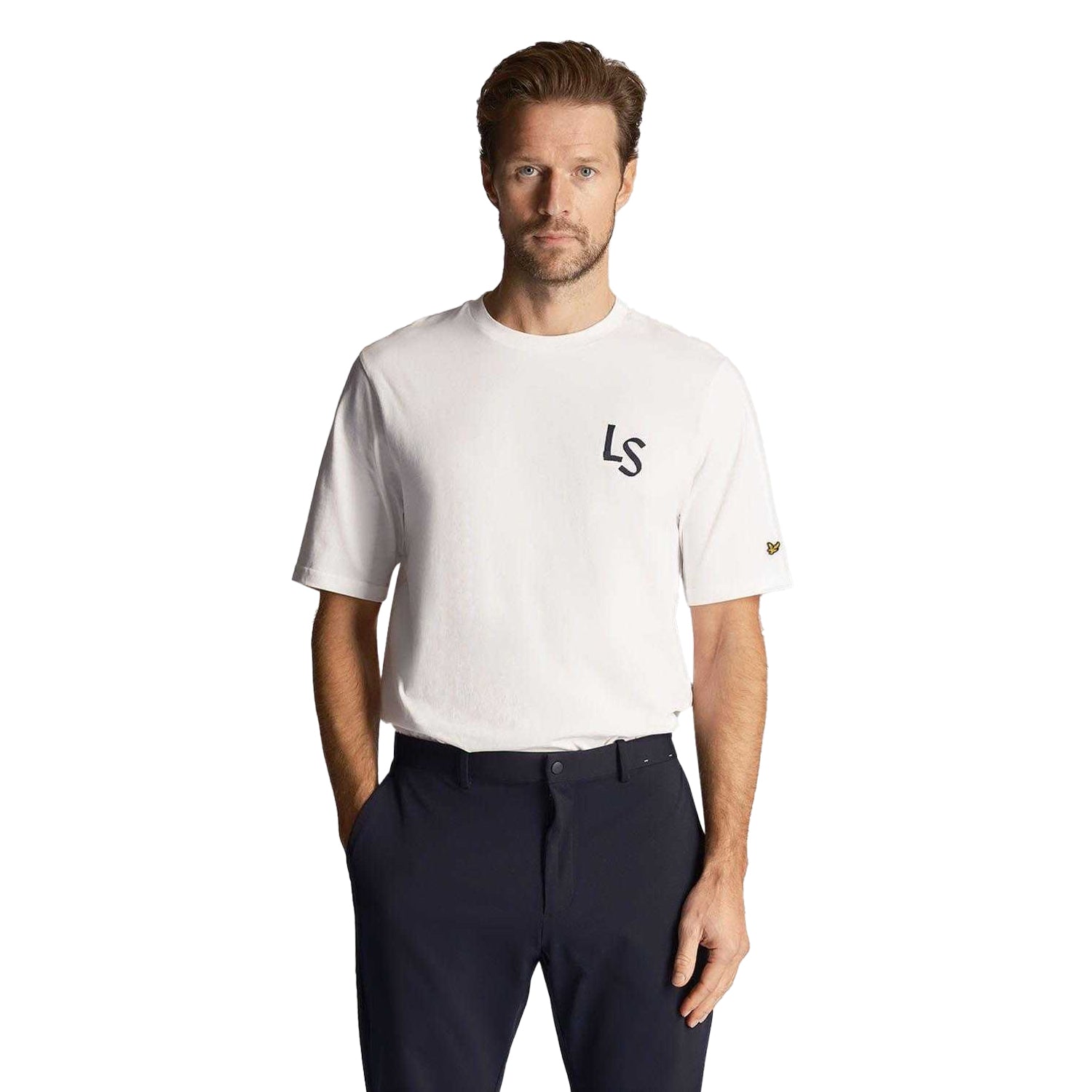 White - Side - Lyle & Scott Mens LS Logo T-Shirt