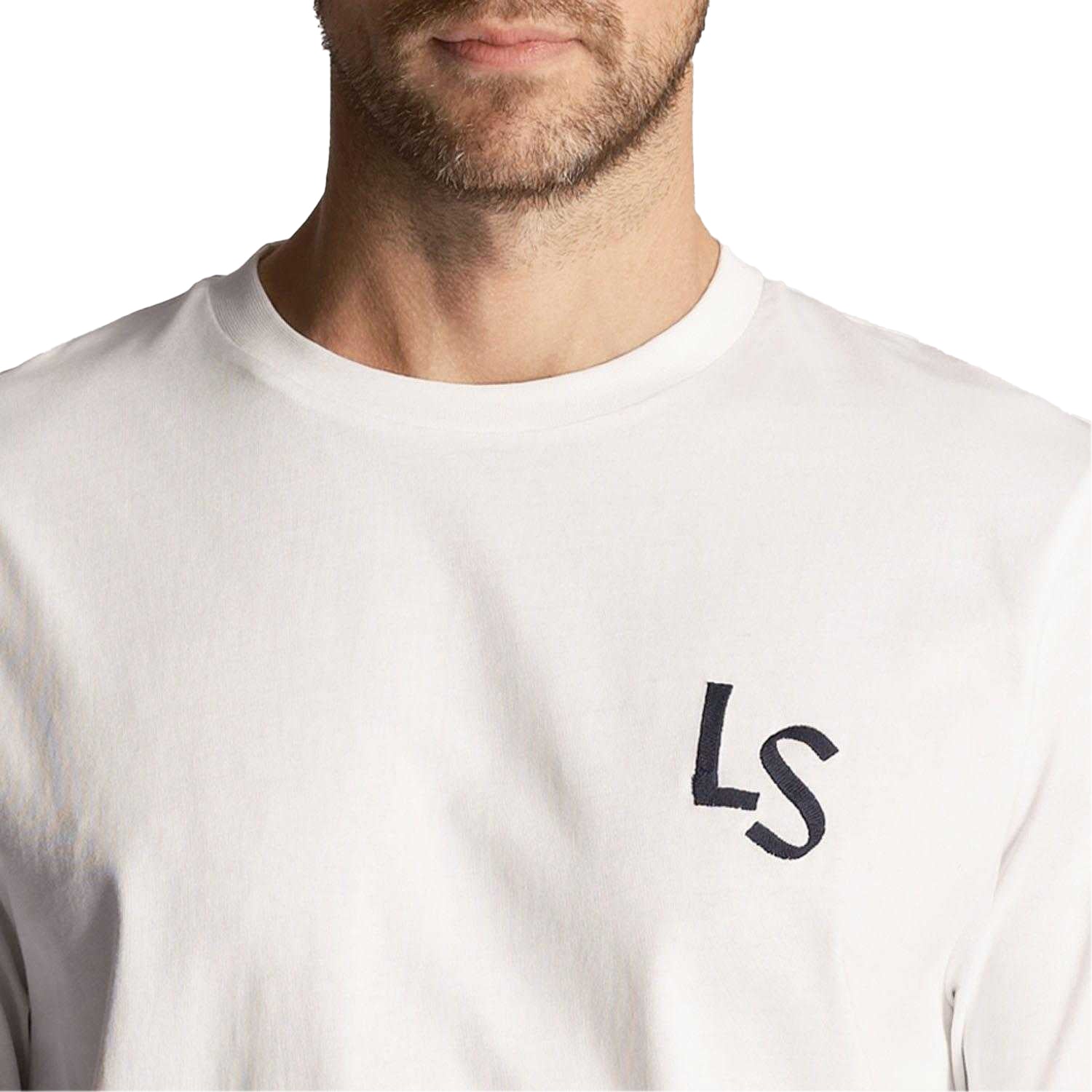 White - Pack Shot - Lyle & Scott Mens LS Logo T-Shirt