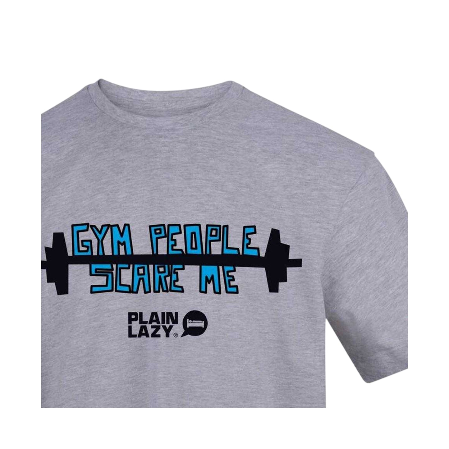 Grey - Side - Plain Lazy Mens Gym People Scare Me Printed T-Shirt