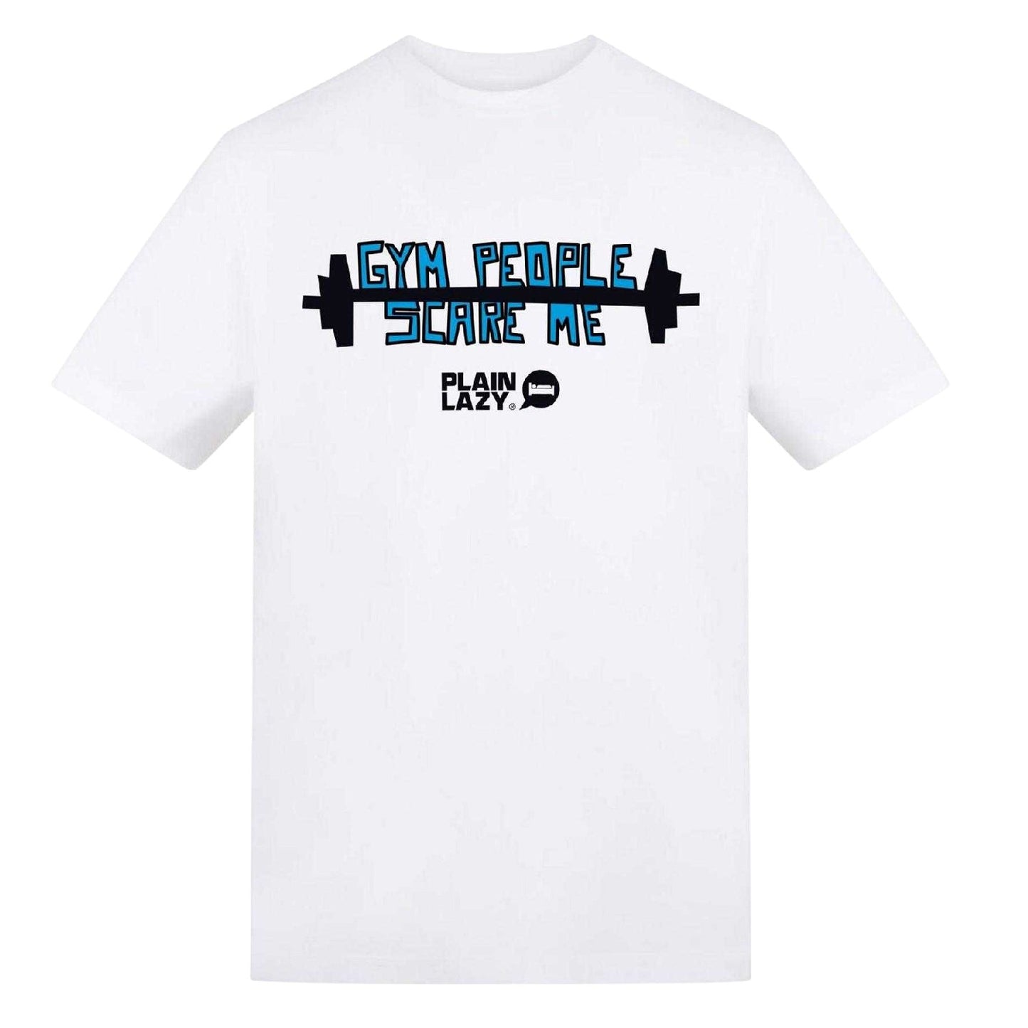 White - Front - Plain Lazy Mens Gym People Scare Me Printed T-Shirt