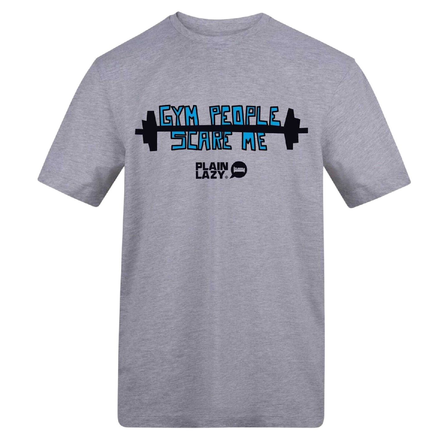 Grey - Front - Plain Lazy Mens Gym People Scare Me Printed T-Shirt