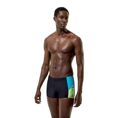 Anthracite-Teal - Side - Speedo Mens Dive Colour Block Swimming Trunks