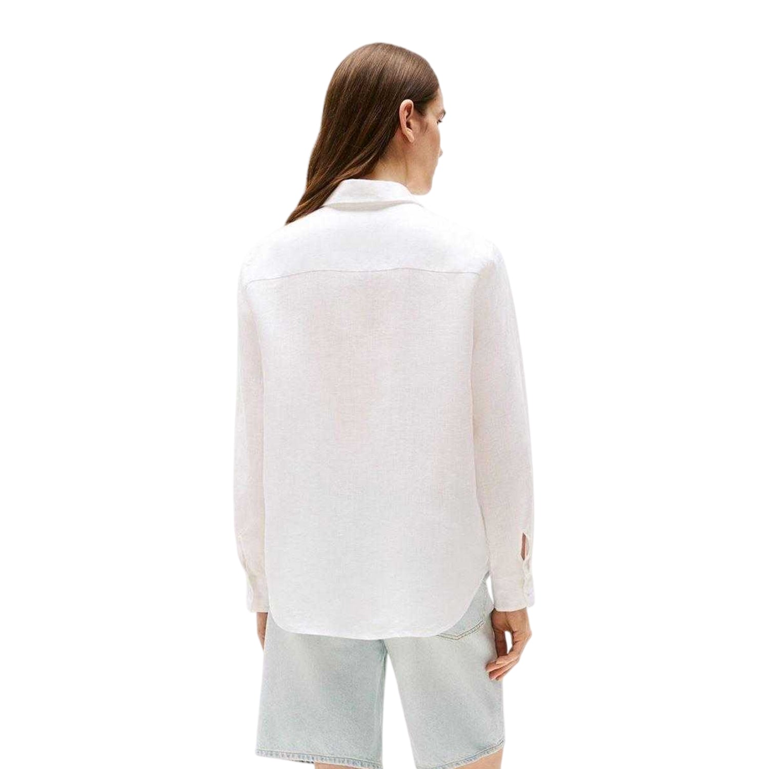 Optic White - Back - Tommy Hilfiger Womens-Ladies Linen Long-Sleeved Shirt