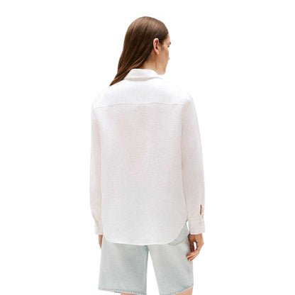 Optic White - Back - Tommy Hilfiger Womens-Ladies Linen Long-Sleeved Shirt