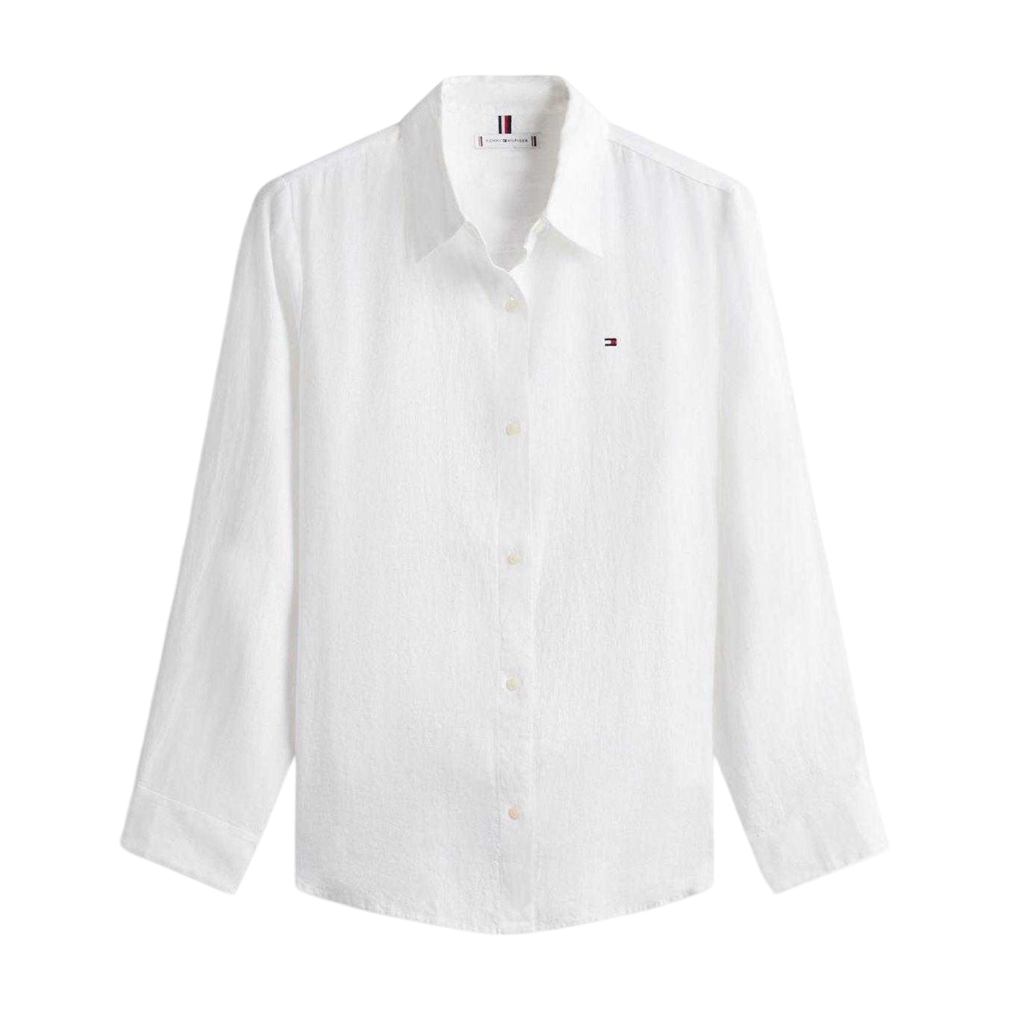 Optic White - Front - Tommy Hilfiger Womens-Ladies Linen Long-Sleeved Shirt