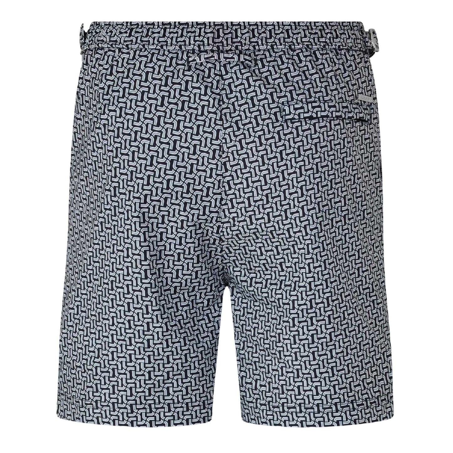 Black - Back - Belier Mens Chain Print Swim Shorts