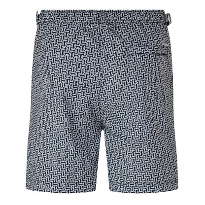 Black - Back - Belier Mens Chain Print Swim Shorts