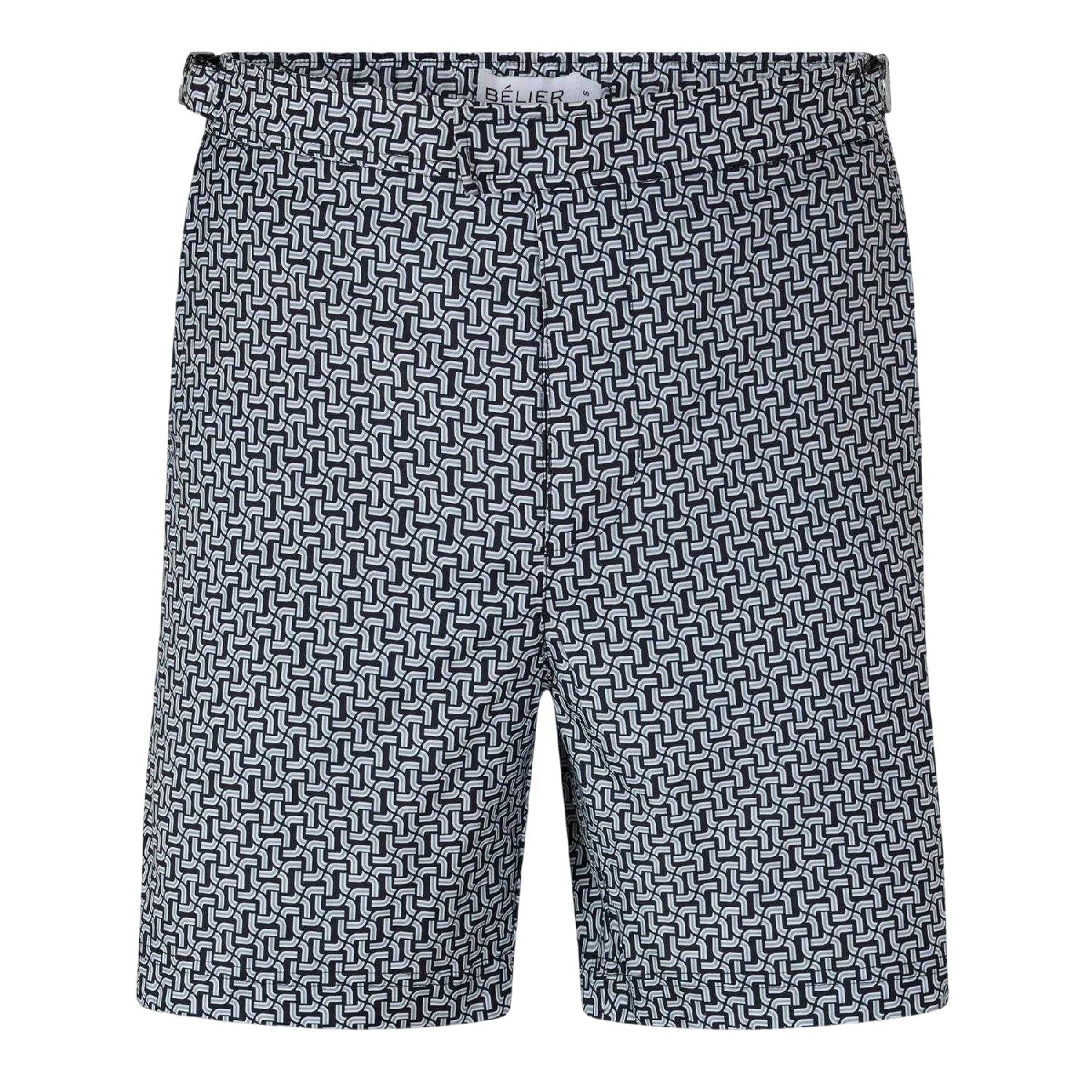 Black - Front - Belier Mens Chain Print Swim Shorts